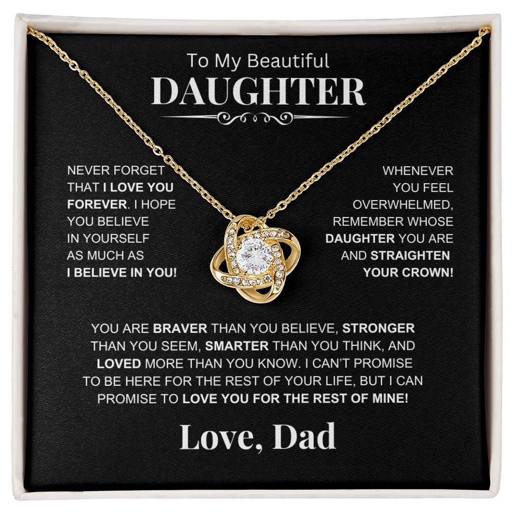 To My Beautiful Daughter -Love Knot Necklace