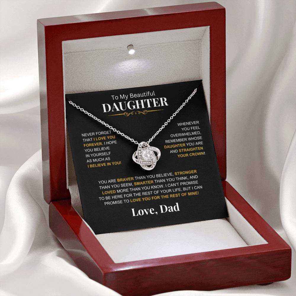 To My Beautiful Daughter -Love Knot Necklace