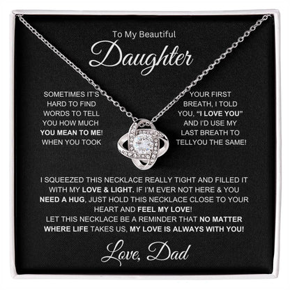 To My Beautiful Daughter -Love Knot Necklace