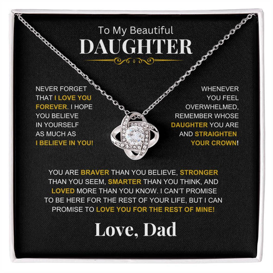 To My Beautiful Daughter -Love Knot Necklace