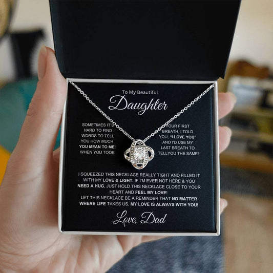 To My Beautiful Daughter -Love Knot Necklace