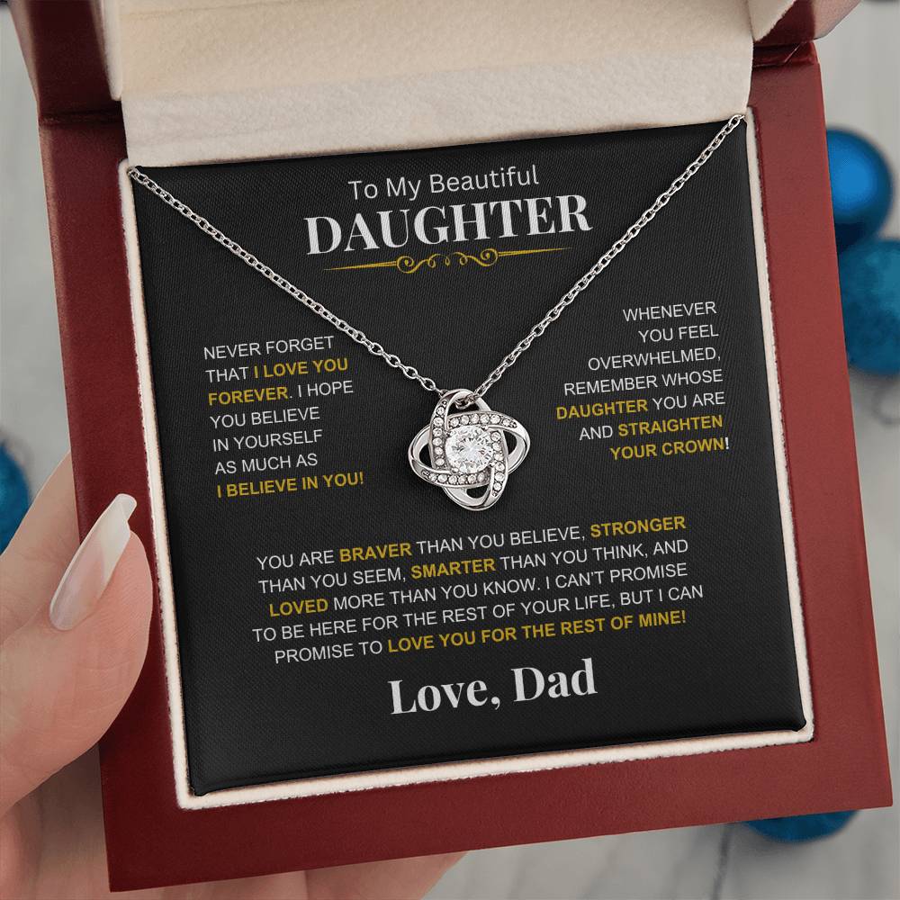 To My Beautiful Daughter -Love Knot Necklace